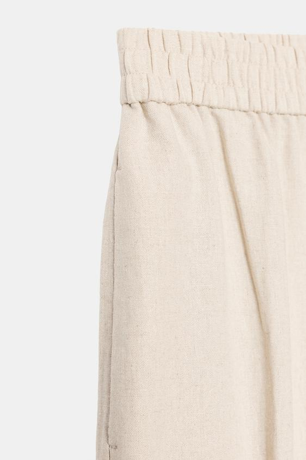 ZARA БРЮКИ ПРЯМОГО КРОЯ ИЗ СМЕСОВОГО ЛЬНА, СВЕТЛО-БЕЖЕВЫЙ