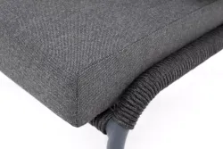 "Милан" кресло плетеное из роупа, каркас алюминий темно-серый (RAL7024) муар, роуп темно-серый круглый, ткань темно-серая 027