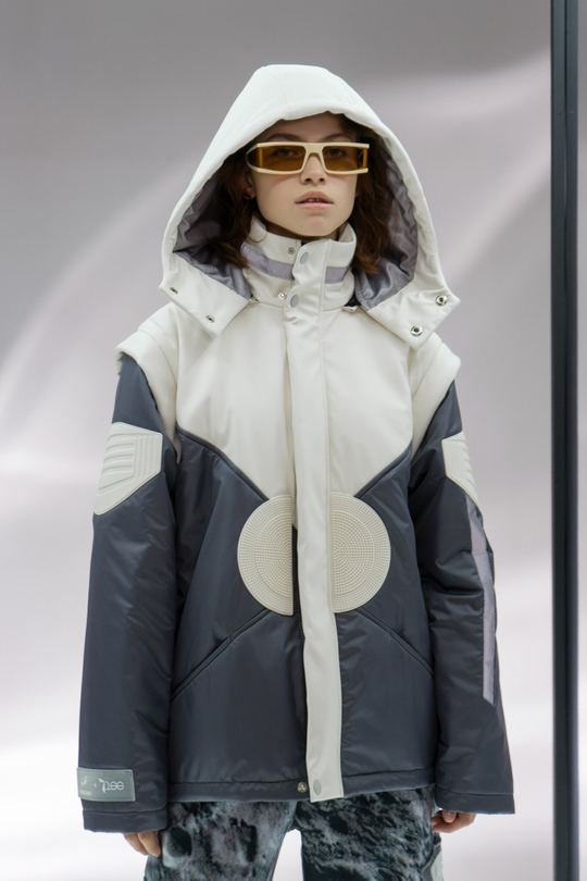 Куртка-Жилет трансформер, цвет серо-белый