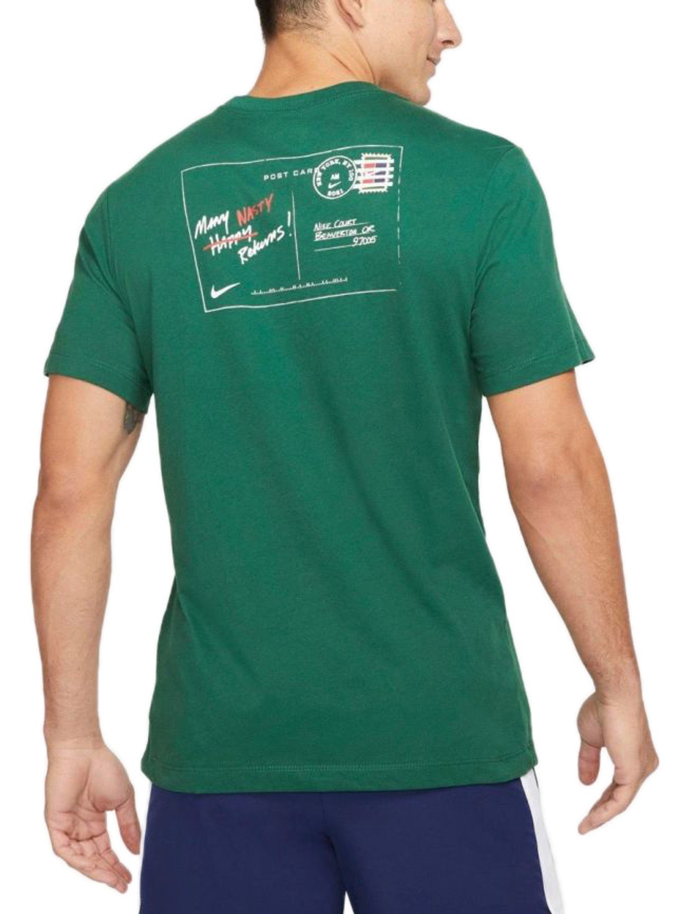 Футболка мужская теннисная Nike Court Dri-Fit Tee NYC Postcard - gorge green