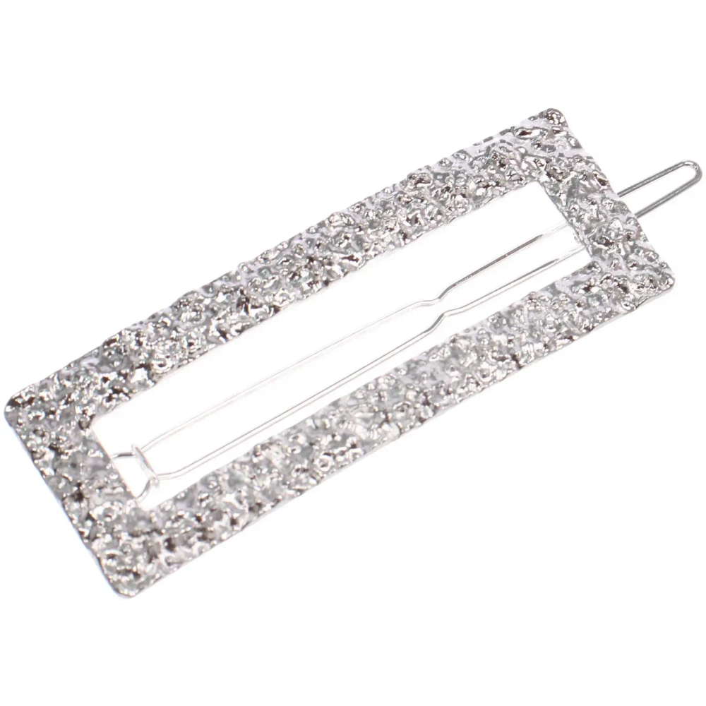 Зажим для волос на блистере «АТЛАНТА», прямоугольник, цвет серебро, 6.5*2.5см (пакет с подвесом)