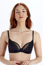 Элегантный тончайший бюстгальтер с чашками на косточках (Размер: 36F) (Цвет: бежевый)