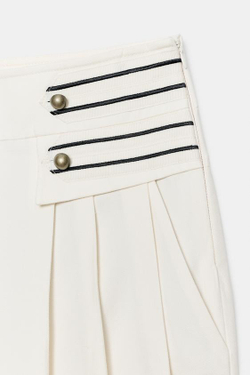 ZARA ШОРТЫ СО СКЛАДКАМИ — ZW COLLECTION, ЖЕЛТОВАТО-БЕЛЫЙ