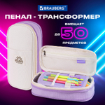 Пенал-трансформер BRAUBERG полиэстер 22х10х3 см "Digital lavender"