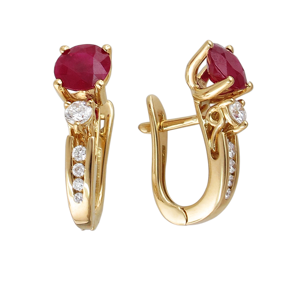 Серьги с бриллиантом  из желтого золота JA-S-643648-2