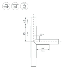 Тройник PLS-LOCK-H25-T90 (с экраном MAT-L) (Arlight, Металл) 026243
