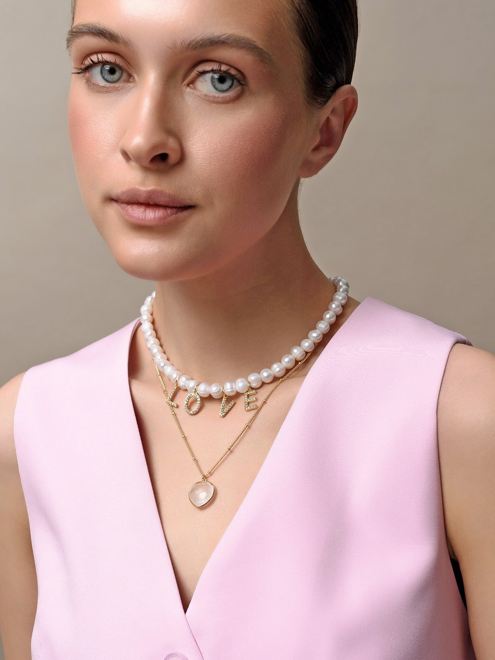 Колье "Lovely" с горным хрусталем Gold