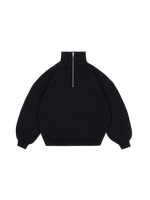 Свитшот с воротником на молнии без начеса (черный)