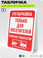 Табличка для частной территории "Это парковка только для посетителей", на дом, для участка, организаций и частных территорий, предупреждающая, 40х30 см, Silver Plane x Айдентика Технолоджи