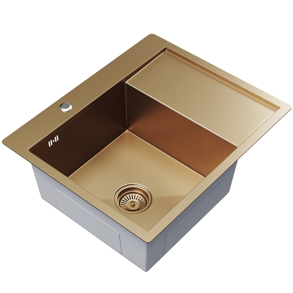 Мойка настол.монтаж 60х50 (3,0) лев. вып 3 1/2  MIXLINE PRO 20см с сифоном (бронза)