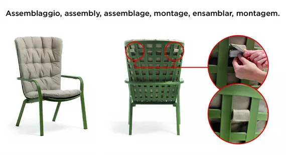 Кресло-качалка с подушкой Folio, белый, зеленый
