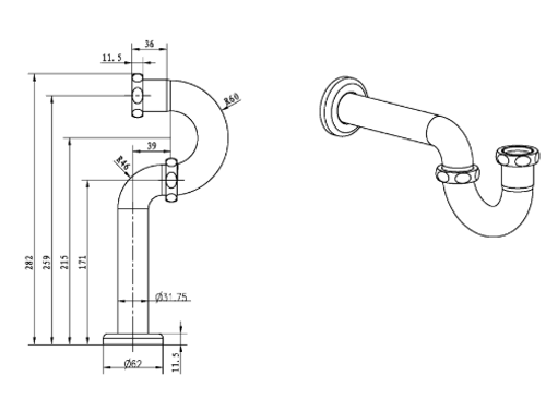 Сифон для раковины Boheme MEDICI, бронза