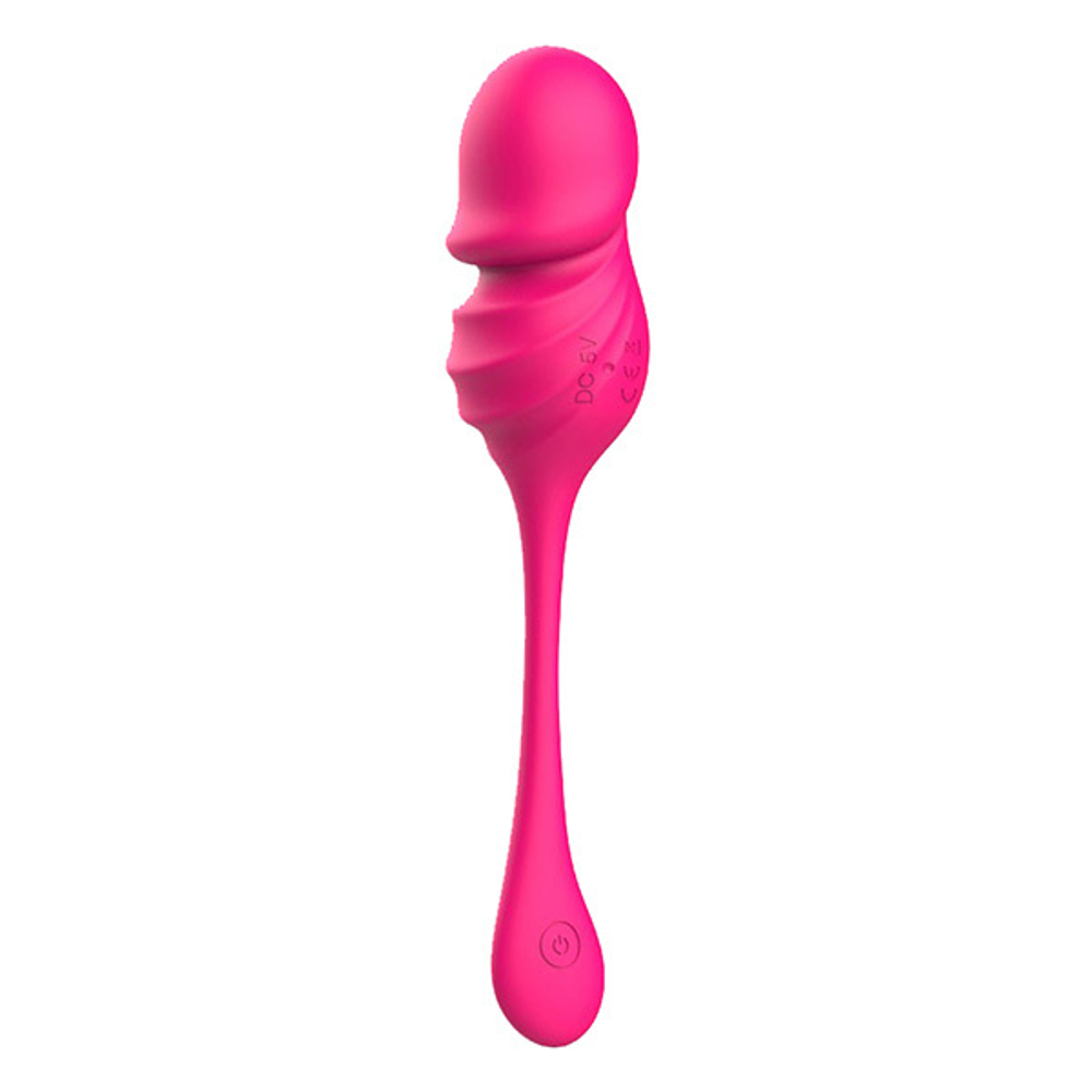 Розовое фигурное виброяйцо 19,4см с пультом ДУ I-Moon MY-310-RCT