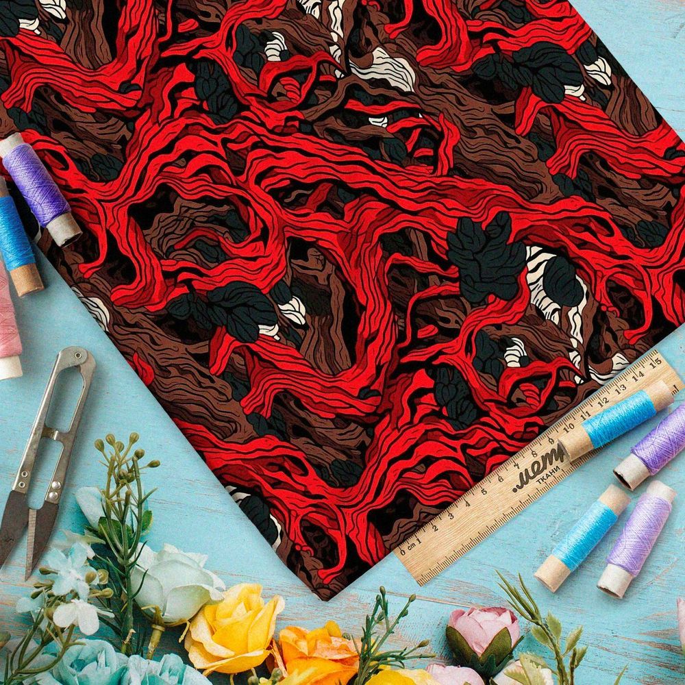 Ткань премиум атлас мрачные мотивы