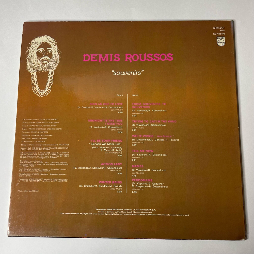 Винтажная виниловая пластинка LP Demis Roussos Souvenirs (Germany 1975)
