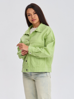 Джинсовая куртка женская фисташковая
