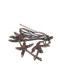 AM-4238 Брошь «Стрекоза Ветерок» (латунь, янтарь)