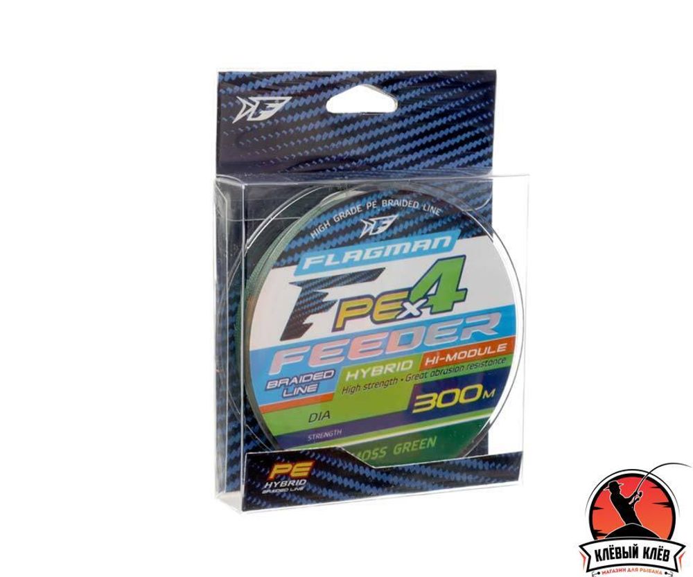 FLAGMAN Шнур PE Hybrid F4 Feeder 300м Moss Green 0,16мм 9,1кг 20lb
