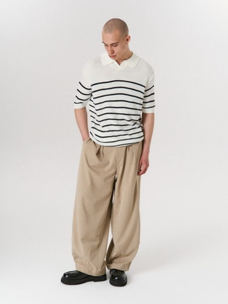 Белая вязаная футболка-поло LAWLESS в полоску