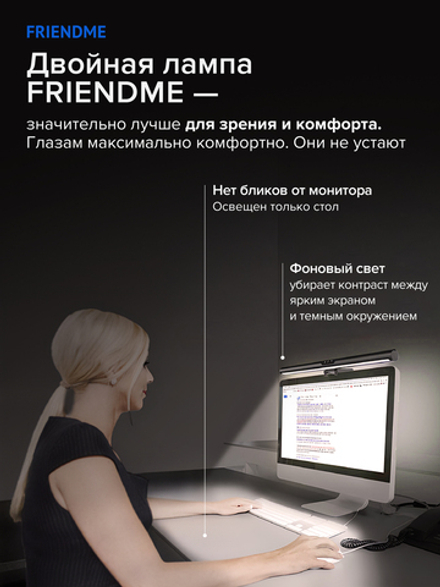 Мониторный LED светильник FRIENDME светодиодный черный с 2 источниками света Яркость - 254 lum. 5W.