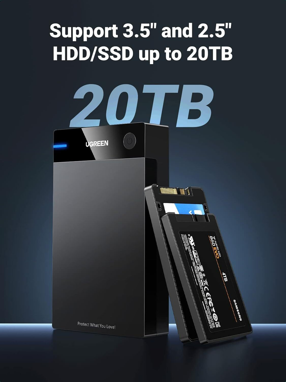 Корпус внешнего жесткого диска USB 3.0 SATA 3.5" UGREEN 50422