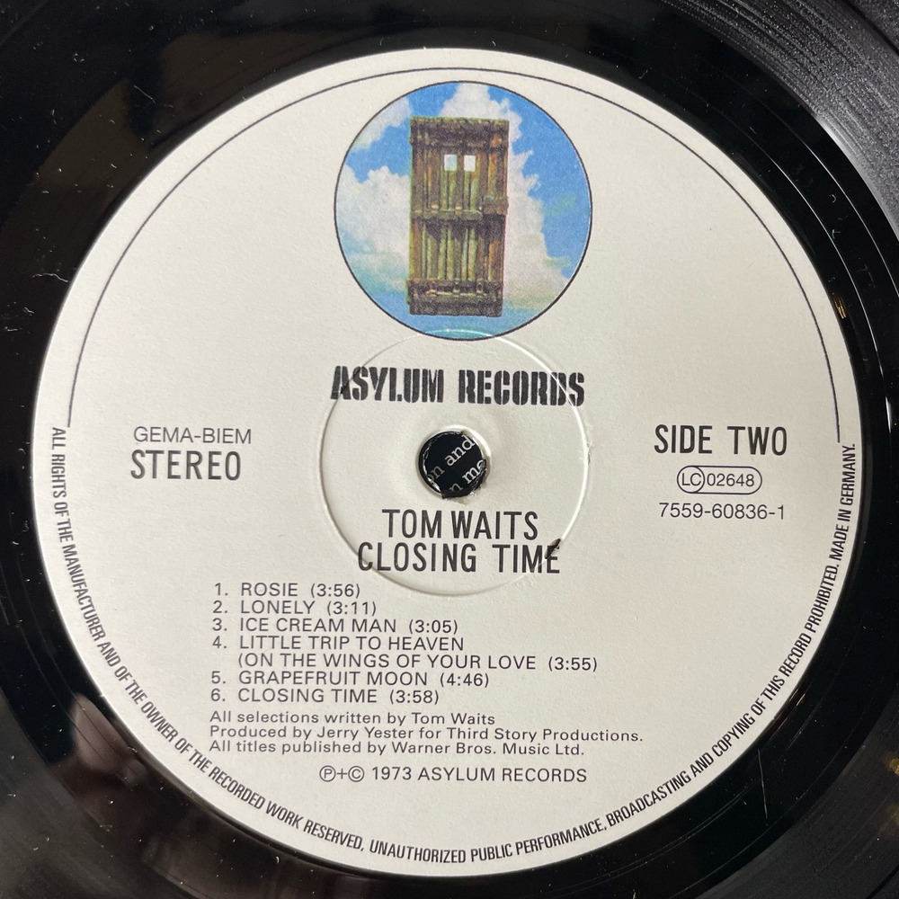 Винтажная виниловая пластинка LP Tom Waits Closing Time (Германия 2005)