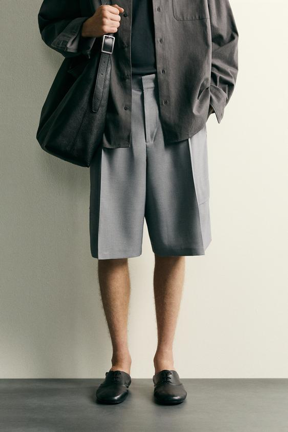 ZARA ШОРТЫ КАРГО RELAXED FIT, МЯГКИЙ СЕРЫЙ