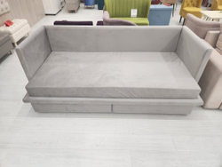 Кровать-диван с ортопедическим матрасом и ящиками, антивандальный велюр