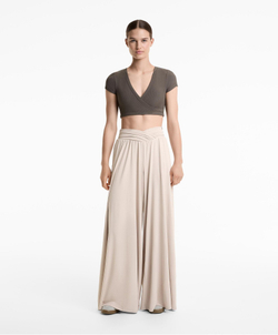 Oysho Топ с перекрестными деталями из смесового модала в рубчик, угольный