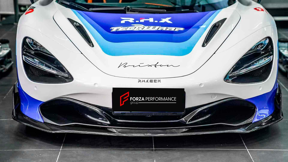 Карбоновая губа переднего бампера для McLaren 720S 2017-2023 МакЛарен тюнинг