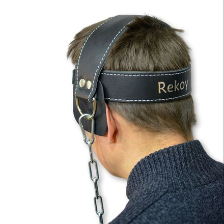 Тренировочный ремень-лямка из натуральной кожи для мышц шеи Упряжь ReKoy FG041