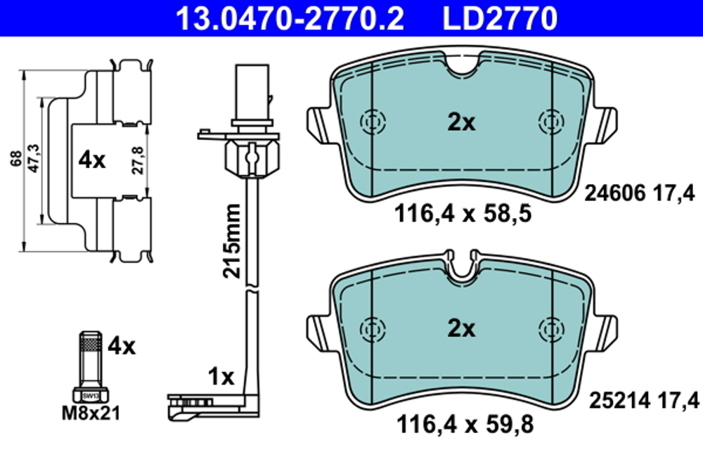 ATE - 13047027702-ATE - Brake Pad Set, disc brake