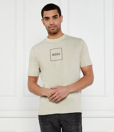 Футболка Te_linenlogo BOSS ORANGE - бежевый(50536729)