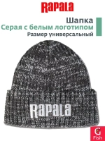 Шапка мужская черная с серым логотипом