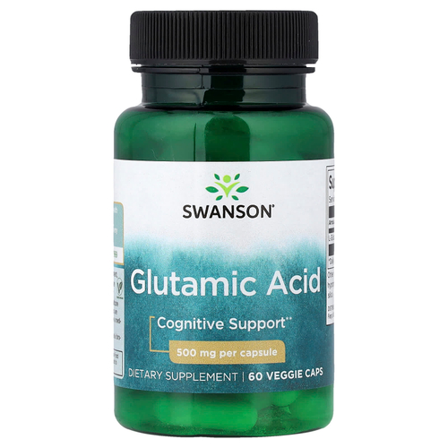 Swanson Vitamins, Глутаминовая кислота, 500 мг, 60 растительных капсул