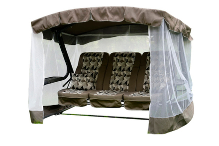 Качели садовые OLSA 3-х местные Палермо Премиум меб.ткань(каркас серый, м/э серый рис.ромб)2 уп.