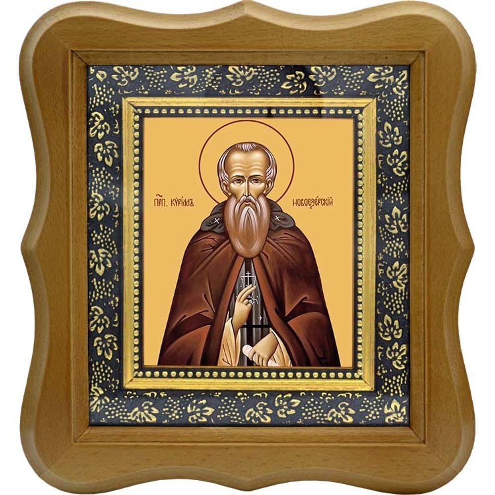 Кирилл Новоезерский (Новгородский) Преподобный. Икона на холсте. В киоте 10 х 12 см.