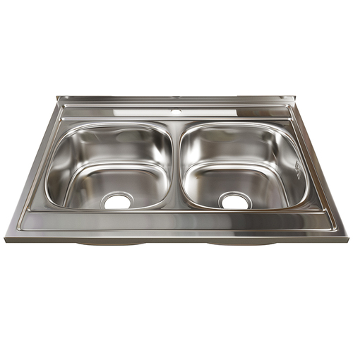 Мойка 80х60 (0,6) 2-х чаш вып 3 1/2 MIXLINE 18см с сифоном