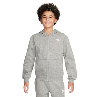 Кофта для девочки теннисная Nike Club Fleece Full-Zip - dark grey heather/white
