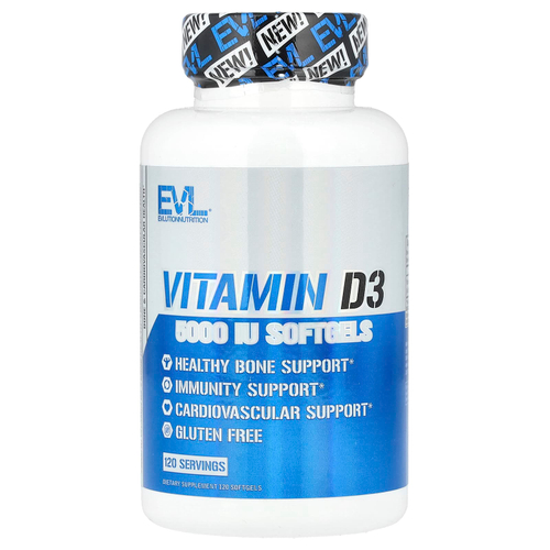 EVLution Nutrition, Витамин D3, 5000 МЕ, 120 мягких таблеток