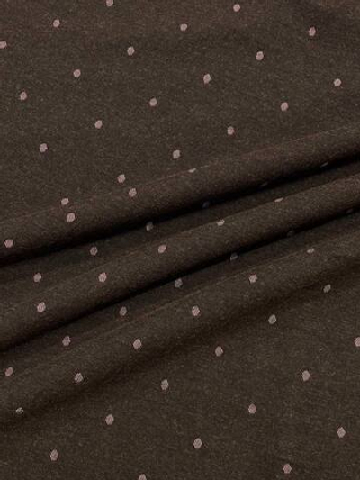 Шерсть с хлопком и п/а Canclini темно-коричневая в розовый горошек