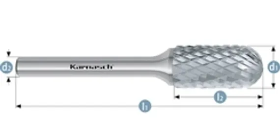 Борфреза твердосплавная Karnasch форма G, 6х18х6х50 мм, насечка HP-6, без покрытия, арт. 11.3064-035