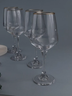 Набор бокалов для вина, 450 мл, 6 шт. с золотой каймой