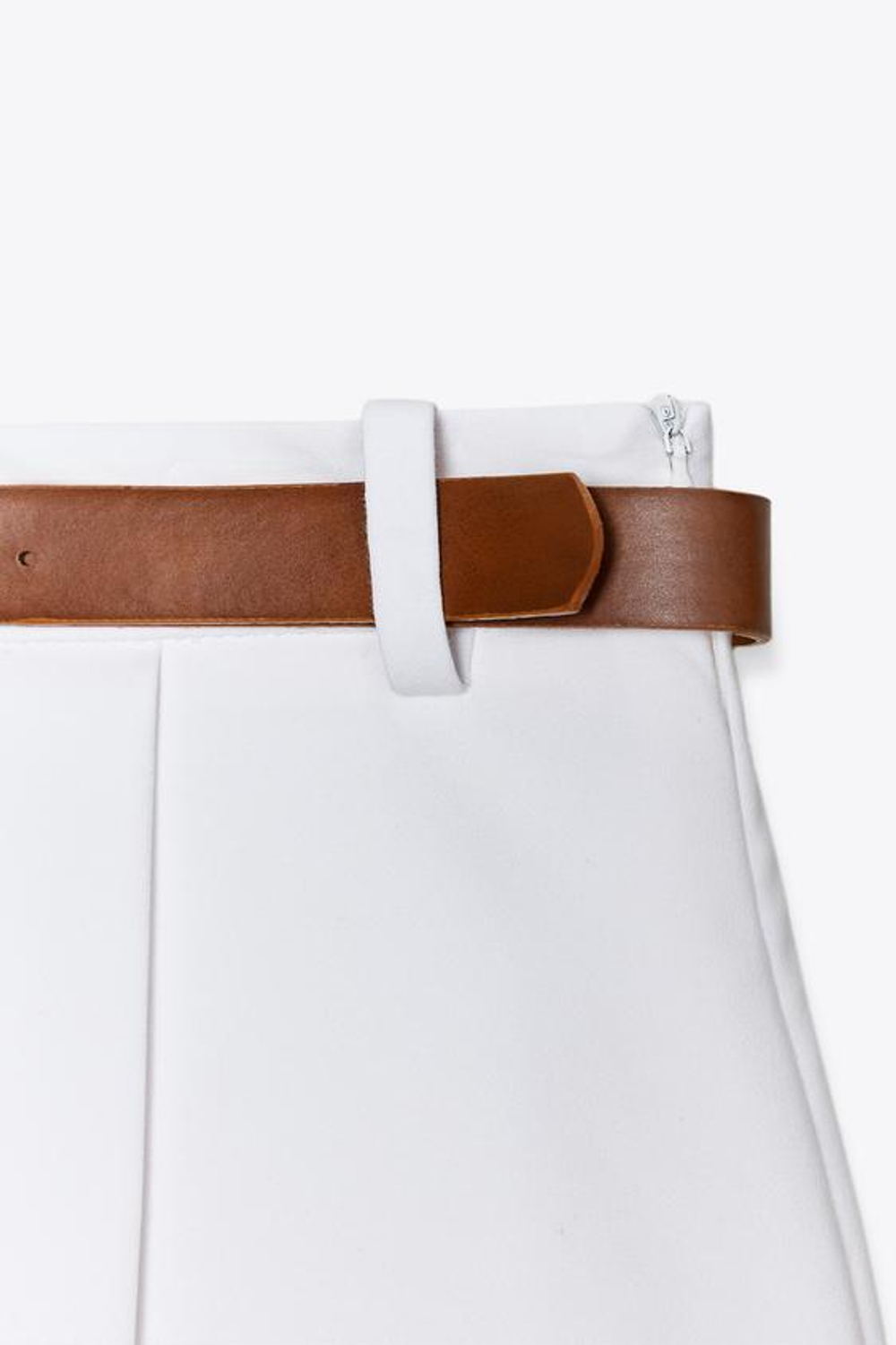 ZARA ЮБКА-ШОРТЫ С ЗАПÁХОМ И РЕМНЕМ, ЖЕЛТОВАТО-БЕЛЫЙ