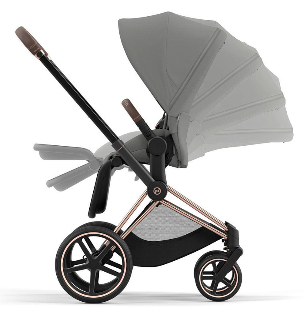 Коляска 3 в 1 Cybex Priam IV Rosegold complete и автокресло Cloud T i-Size Peach Pink Plus Mirage Grey