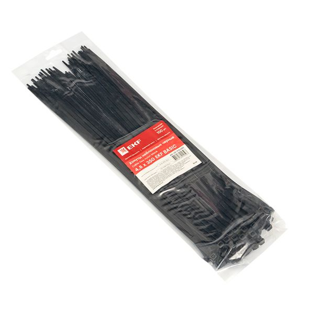 Хомут нейлоновый черный (4,8x350) (100шт.) EKF Basic