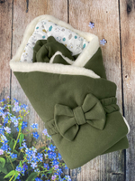 Комплект на выписку 6-ти предметный "Р-Р" (одеяло, комбинез, слип, шапочка, пояс, чепчик)  (Цвет: Хаки)