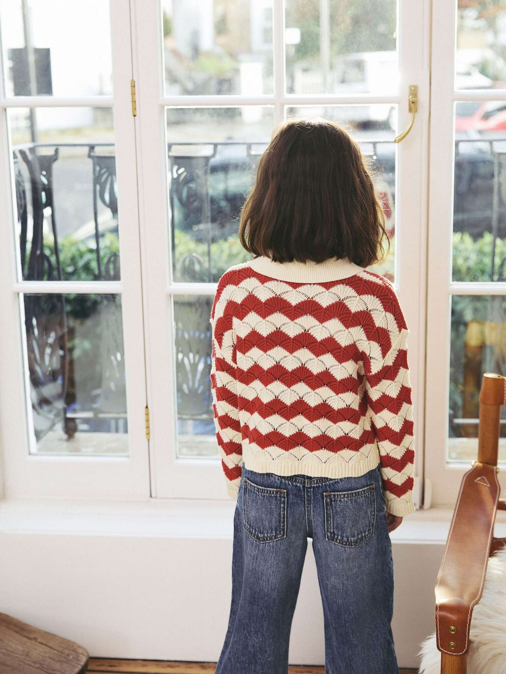 Кардиган вязаный для девочки Next E25-054, Белый, Красный