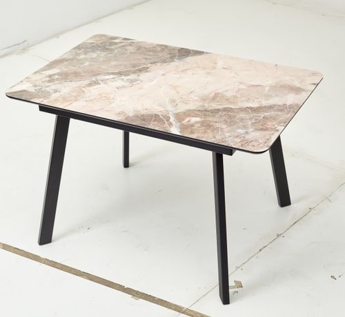 Стол АРУБА 120 нераздвижной КАТАЛОНИЯ, стекло/ ЧЕРНЫЙ каркас