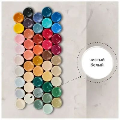 Краска для мебели по дереву без запаха быстросохнущая матовая водная Чистый белый 40 г